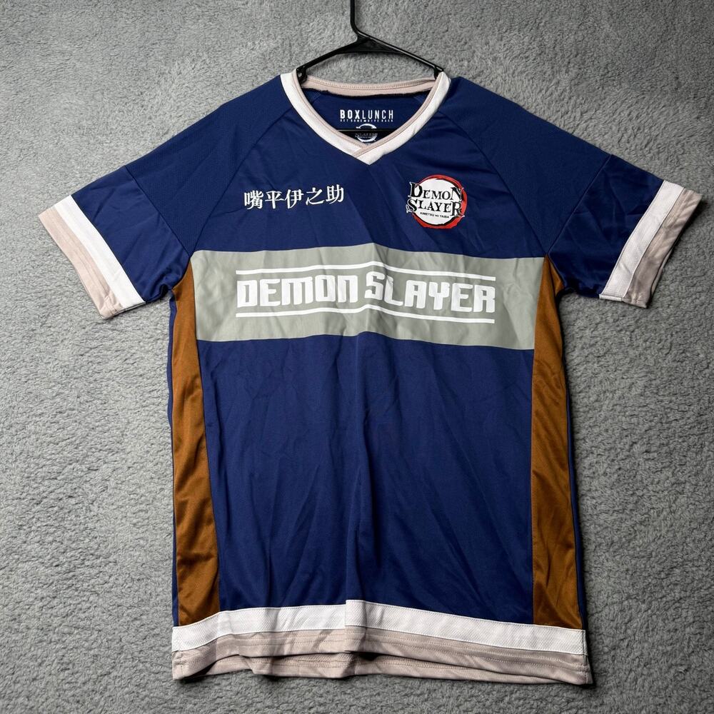 Box Lunch Demon Slayer Inosuke Soccer Jersey Men's Medium Blue Short Sleeve